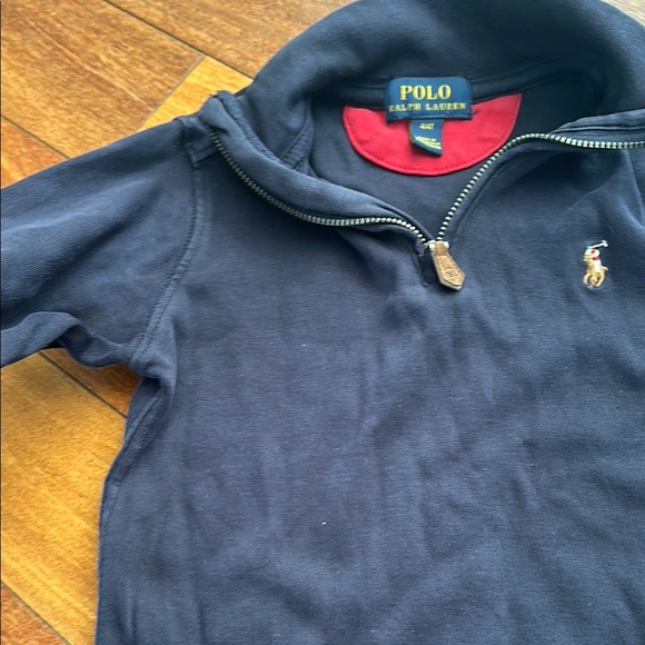 Polo by Ralph Lauren Blue Sweater with Stand-Up Collar and Quarter-Zip - Picture 5 of 6
